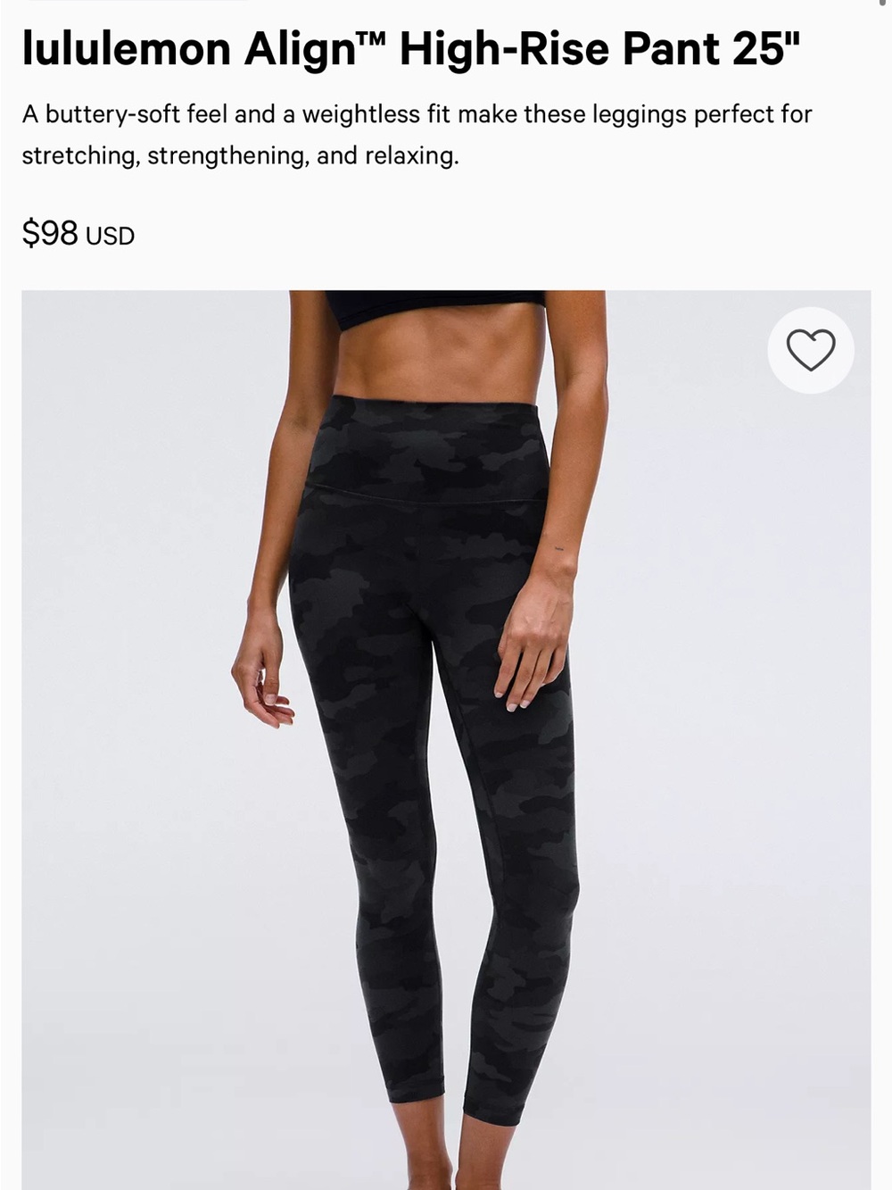 lululemon Align High-Rise 25" Leggings - Black Camo